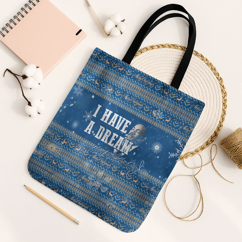 Martin Luther King Jr Christmas Tote Bag I Have A Dream Quote Ugly Sweater Knitted Pattern