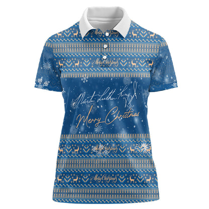 Martin Luther King Jr Christmas Women Polo Shirt I Have A Dream Quote Ugly Sweater Knitted Pattern