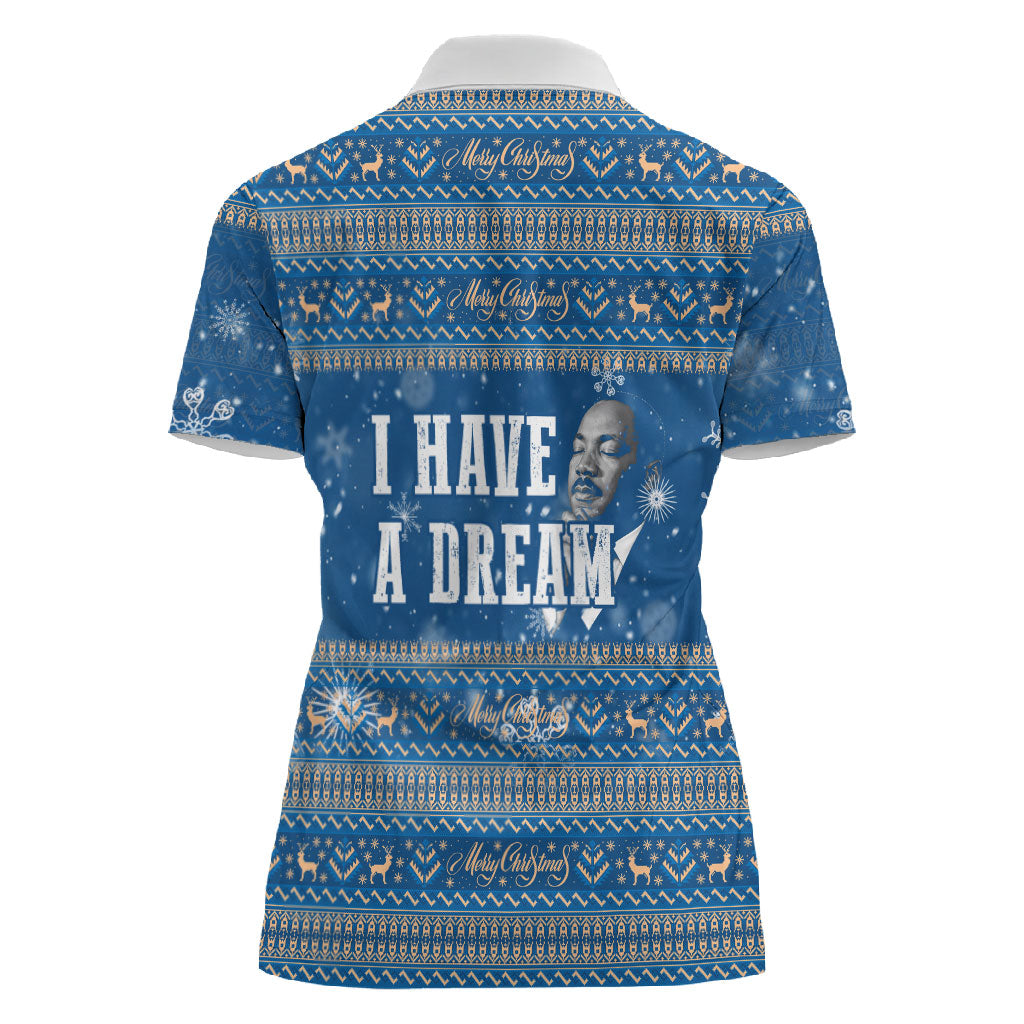 Martin Luther King Jr Christmas Women Polo Shirt I Have A Dream Quote Ugly Sweater Knitted Pattern
