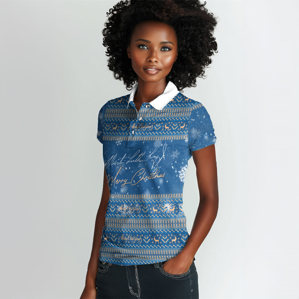 Martin Luther King Jr Christmas Women Polo Shirt I Have A Dream Quote Ugly Sweater Knitted Pattern