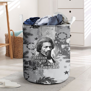 Frederick Douglass Christmas Laundry Basket Vintage Portrait Vintage Newspaper Collage Liberty Bell