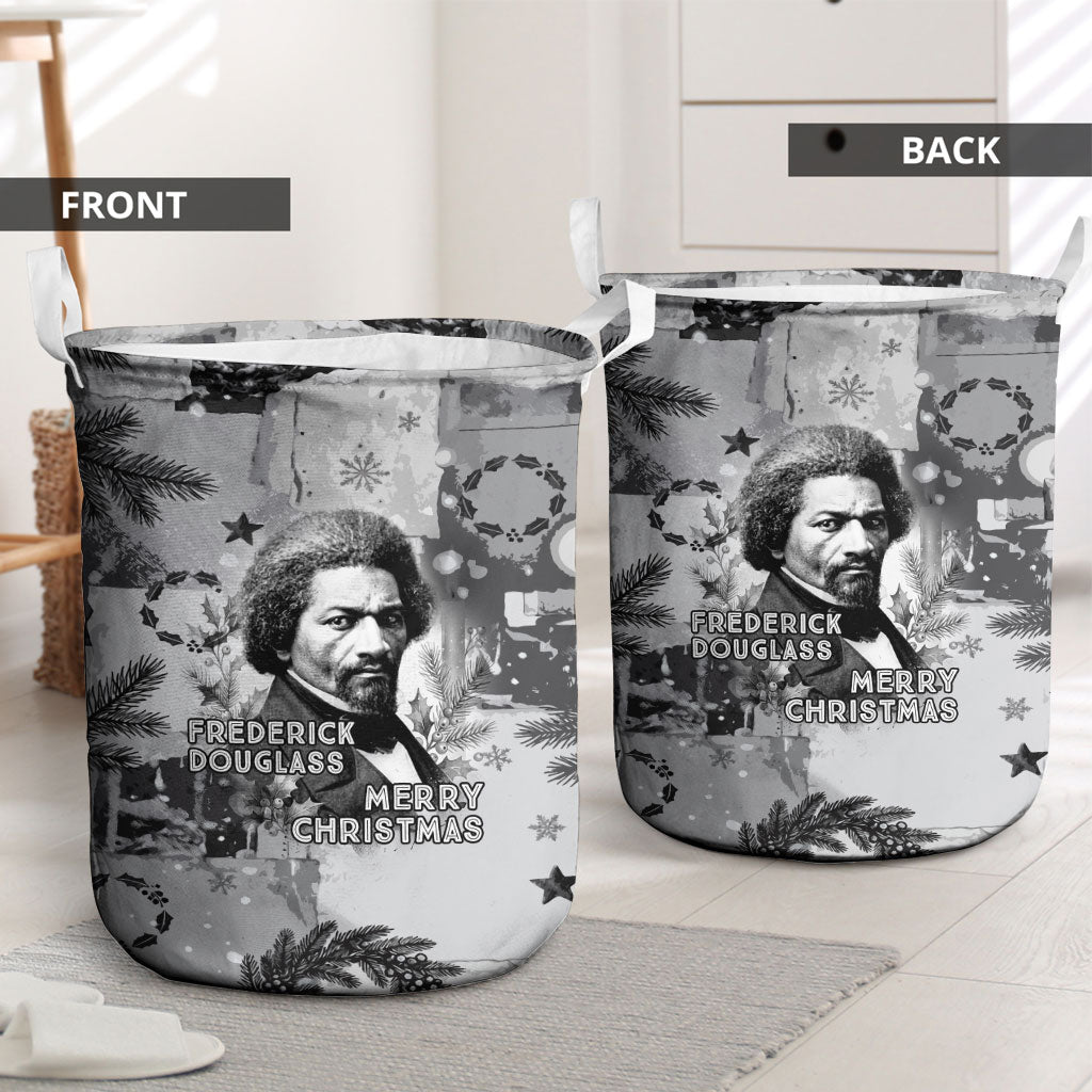 Frederick Douglass Christmas Laundry Basket Vintage Portrait Vintage Newspaper Collage Liberty Bell
