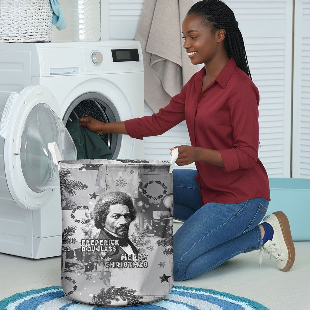 Frederick Douglass Christmas Laundry Basket Vintage Portrait Vintage Newspaper Collage Liberty Bell