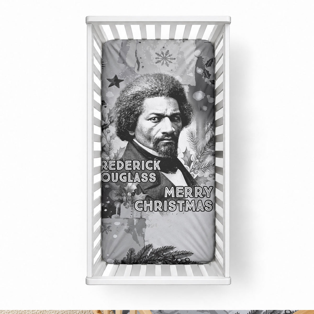 Frederick Douglass Christmas Baby Bed Cover Vintage Portrait Vintage Newspaper Collage Liberty Bell