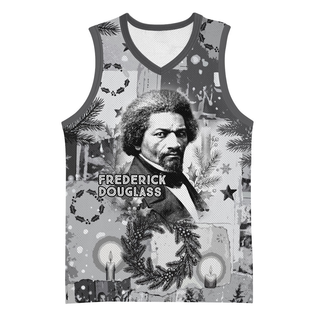 Frederick Douglass Christmas Basketball Jersey Vintage Portrait Vintage Newspaper Collage Liberty Bell
