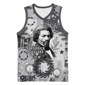 Frederick Douglass Christmas Basketball Jersey Vintage Portrait Vintage Newspaper Collage Liberty Bell