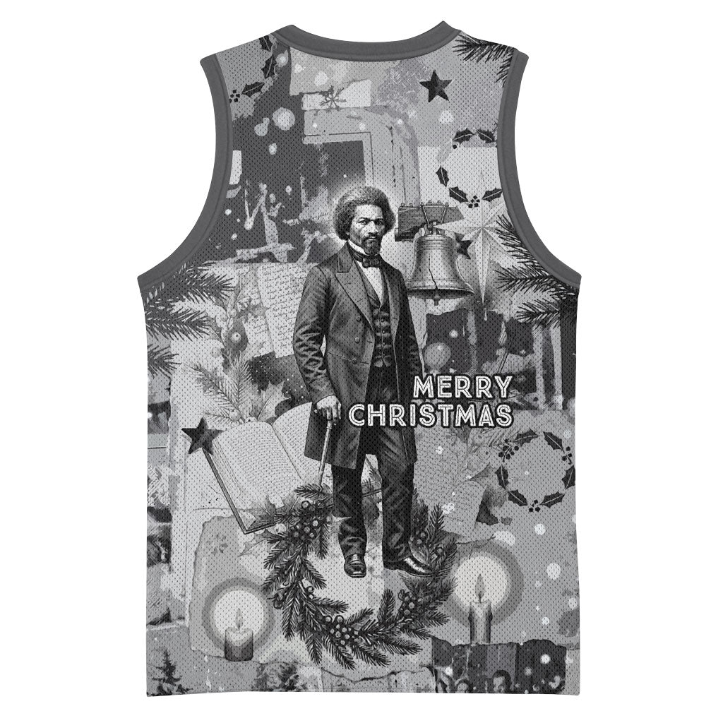 Frederick Douglass Christmas Basketball Jersey Vintage Portrait Vintage Newspaper Collage Liberty Bell