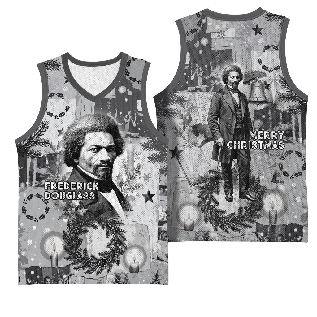 Frederick Douglass Christmas Basketball Jersey Vintage Portrait Vintage Newspaper Collage Liberty Bell