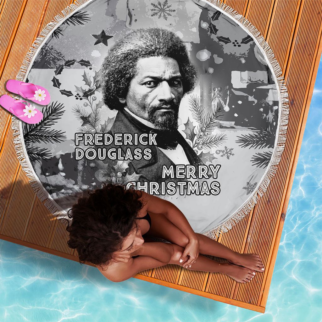 Frederick Douglass Christmas Beach Blanket Vintage Portrait Vintage Newspaper Collage Liberty Bell