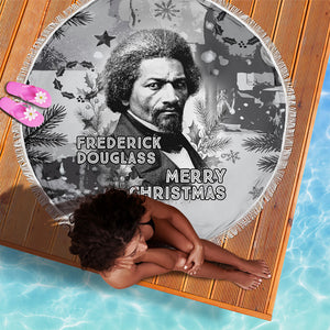 Frederick Douglass Christmas Beach Blanket Vintage Portrait Vintage Newspaper Collage Liberty Bell