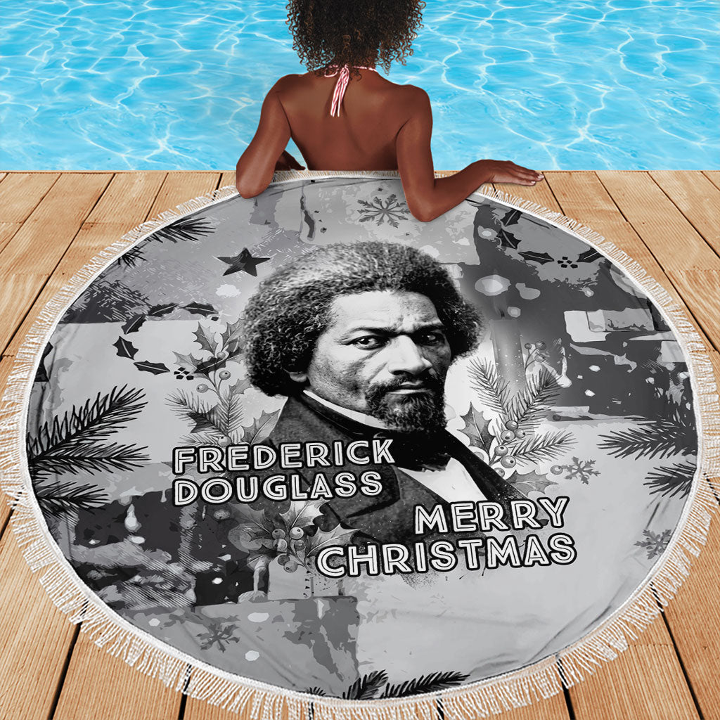 Frederick Douglass Christmas Beach Blanket Vintage Portrait Vintage Newspaper Collage Liberty Bell