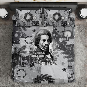 Frederick Douglass Christmas Bedding Set Vintage Portrait Vintage Newspaper Collage Liberty Bell