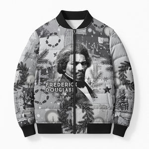 Frederick Douglass Christmas Bomber Puffer Jacket Vintage Portrait Vintage Newspaper Collage Liberty Bell