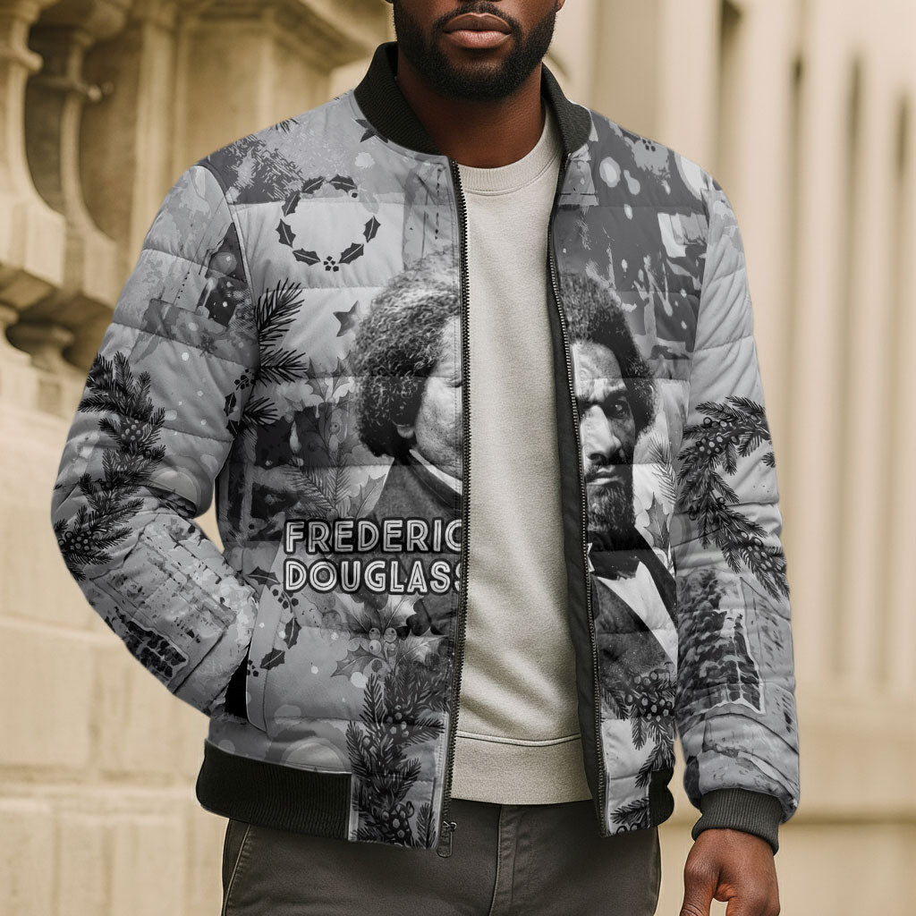 Frederick Douglass Christmas Bomber Puffer Jacket Vintage Portrait Vintage Newspaper Collage Liberty Bell