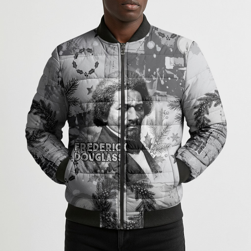 Frederick Douglass Christmas Bomber Puffer Jacket Vintage Portrait Vintage Newspaper Collage Liberty Bell