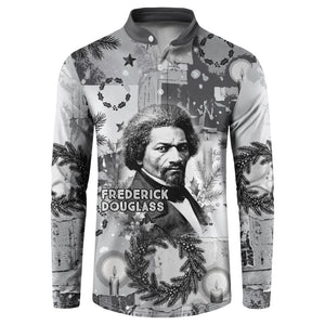 Frederick Douglass Christmas Button Sweatshirt Vintage Portrait Vintage Newspaper Collage Liberty Bell