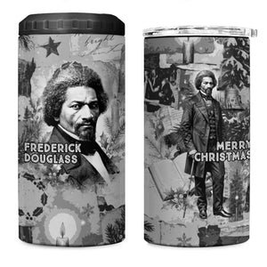 Frederick Douglass Christmas 4 in 1 Can Cooler Tumbler Vintage Portrait Vintage Newspaper Collage Liberty Bell