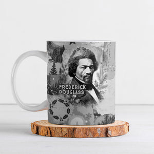 Frederick Douglass Christmas Ceramic Mug Vintage Portrait Vintage Newspaper Collage Liberty Bell