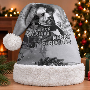 Frederick Douglass Christmas Santa Hat Vintage Portrait Vintage Newspaper Collage Liberty Bell