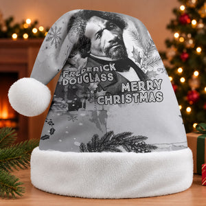 Frederick Douglass Christmas Santa Hat Vintage Portrait Vintage Newspaper Collage Liberty Bell