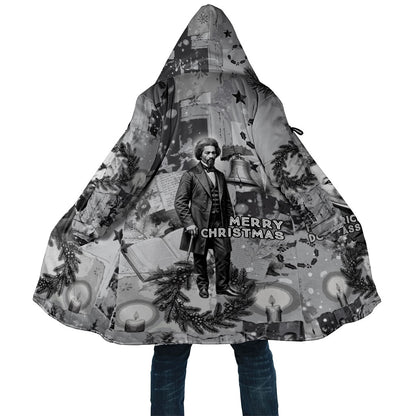Frederick Douglass Christmas Cloak Vintage Portrait Vintage Newspaper Collage Liberty Bell