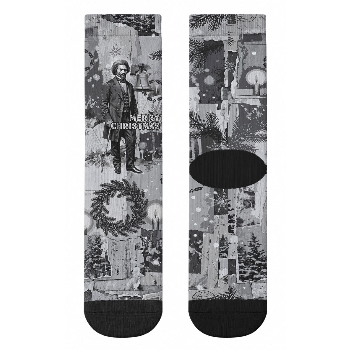 Frederick Douglass Christmas Crew Socks Vintage Portrait Vintage Newspaper Collage Liberty Bell