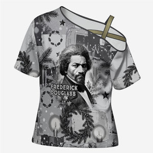 Frederick Douglass Christmas Cross Shoulder Shirt Vintage Portrait Vintage Newspaper Collage Liberty Bell