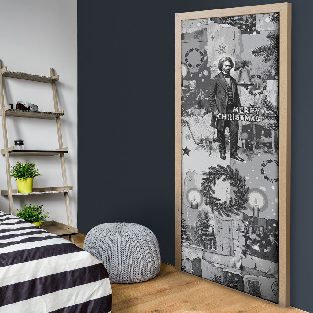Frederick Douglass Christmas Door Cover Vintage Portrait Vintage Newspaper Collage Liberty Bell