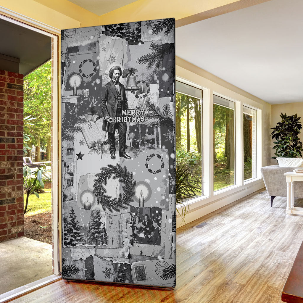 Frederick Douglass Christmas Door Cover Vintage Portrait Vintage Newspaper Collage Liberty Bell