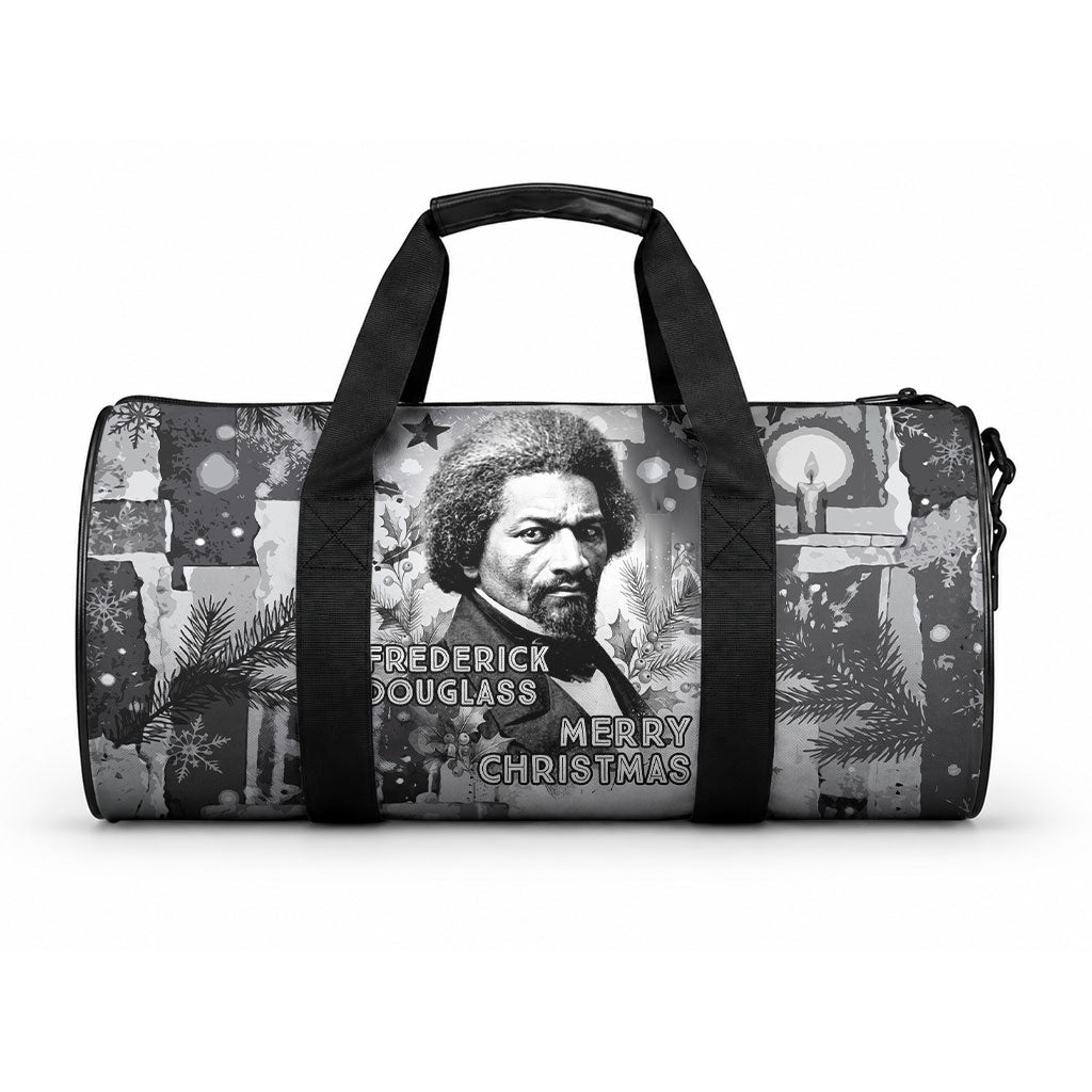 Frederick Douglass Christmas Duffle Bag Vintage Portrait Vintage Newspaper Collage Liberty Bell