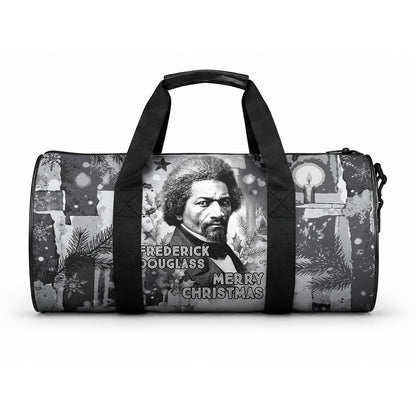 Frederick Douglass Christmas Duffle Bag Vintage Portrait Vintage Newspaper Collage Liberty Bell