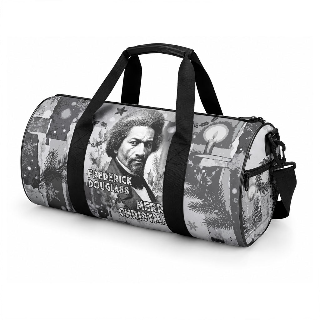 Frederick Douglass Christmas Duffle Bag Vintage Portrait Vintage Newspaper Collage Liberty Bell