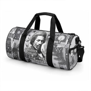 Frederick Douglass Christmas Duffle Bag Vintage Portrait Vintage Newspaper Collage Liberty Bell