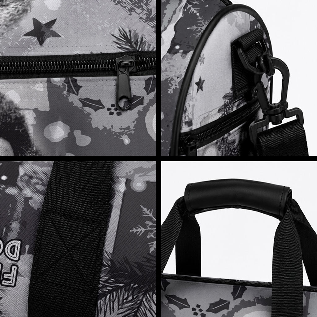 Frederick Douglass Christmas Duffle Bag Vintage Portrait Vintage Newspaper Collage Liberty Bell