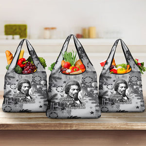 Frederick Douglass Christmas Grocery Bag Vintage Portrait Vintage Newspaper Collage Liberty Bell