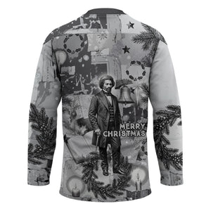 Frederick Douglass Christmas Hockey Jersey Vintage Portrait Vintage Newspaper Collage Liberty Bell