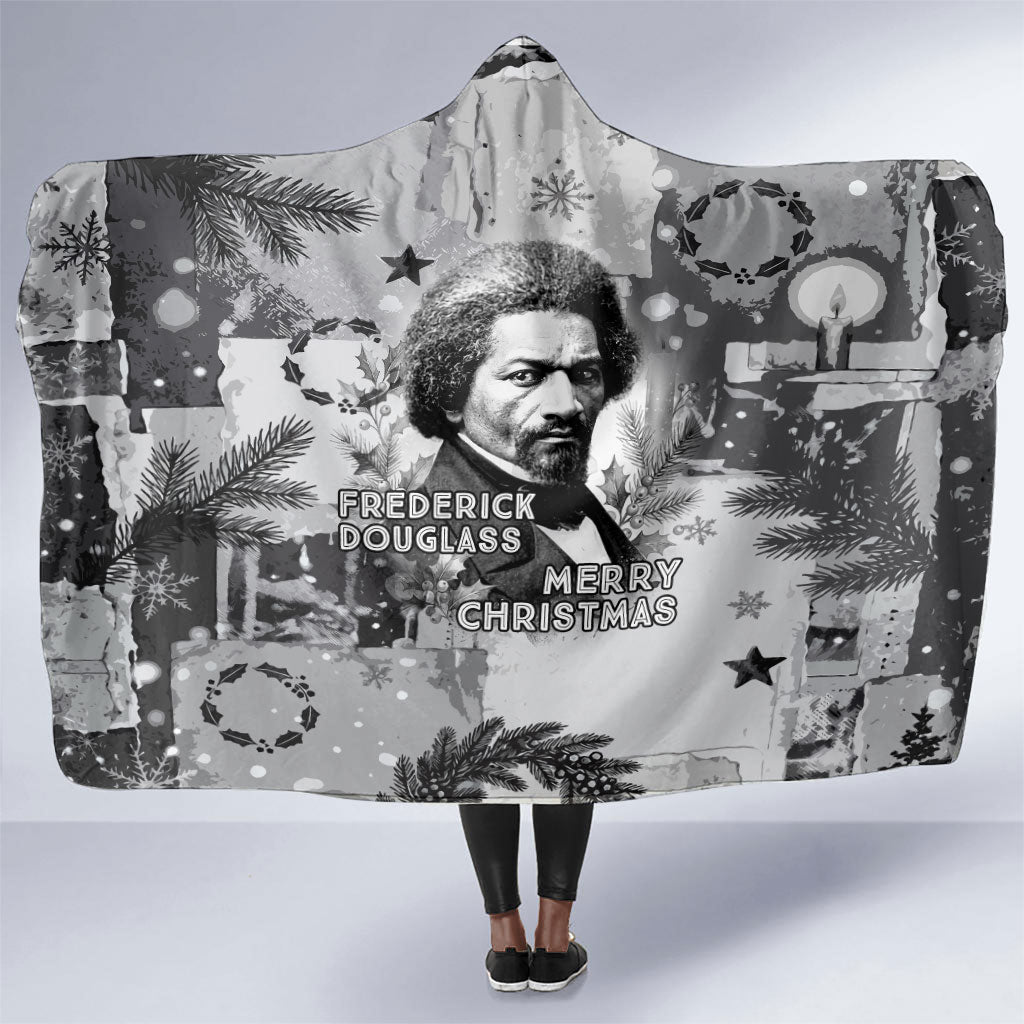Frederick Douglass Christmas Hooded Blanket Vintage Portrait Vintage Newspaper Collage Liberty Bell