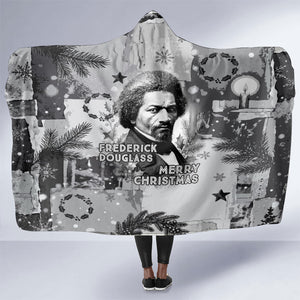 Frederick Douglass Christmas Hooded Blanket Vintage Portrait Vintage Newspaper Collage Liberty Bell