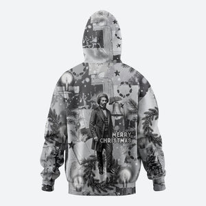 Frederick Douglass Christmas Hoodie Vintage Portrait Vintage Newspaper Collage Liberty Bell