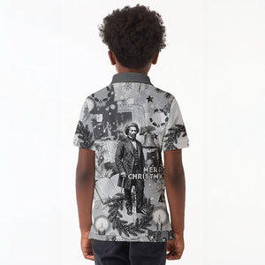 Frederick Douglass Christmas Kid Polo Shirt Vintage Portrait Vintage Newspaper Collage Liberty Bell