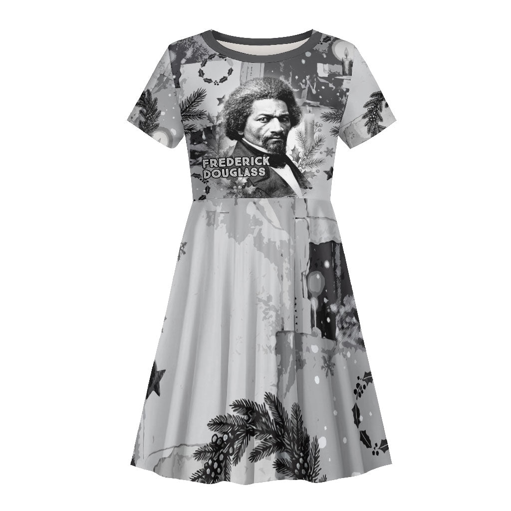 Frederick Douglass Christmas Kid Short Sleeve Dress Vintage Portrait Vintage Newspaper Collage Liberty Bell