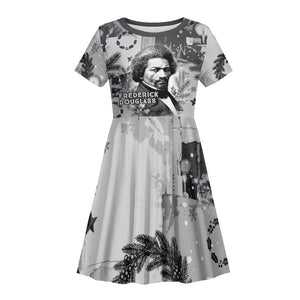 Frederick Douglass Christmas Kid Short Sleeve Dress Vintage Portrait Vintage Newspaper Collage Liberty Bell