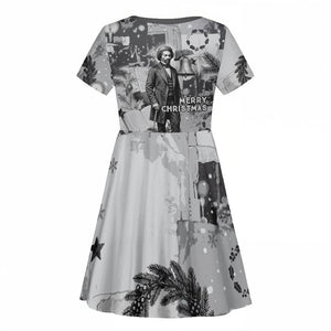 Frederick Douglass Christmas Kid Short Sleeve Dress Vintage Portrait Vintage Newspaper Collage Liberty Bell