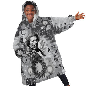 Frederick Douglass Christmas Kid Wearable Blanket Hoodie Vintage Portrait Vintage Newspaper Collage Liberty Bell