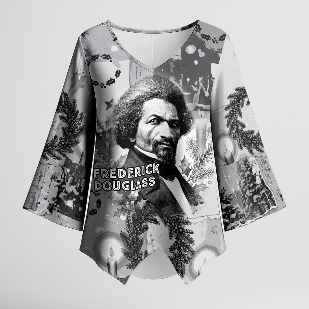 Frederick Douglass Christmas Kimono Sleeve Blouse Vintage Portrait Vintage Newspaper Collage Liberty Bell