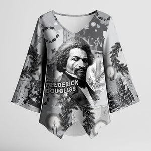 Frederick Douglass Christmas Kimono Sleeve Blouse Vintage Portrait Vintage Newspaper Collage Liberty Bell