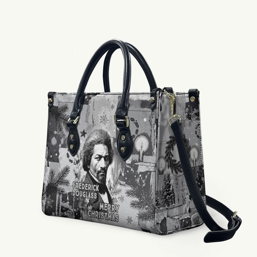 Frederick Douglass Christmas Leather Bag Vintage Portrait Vintage Newspaper Collage Liberty Bell