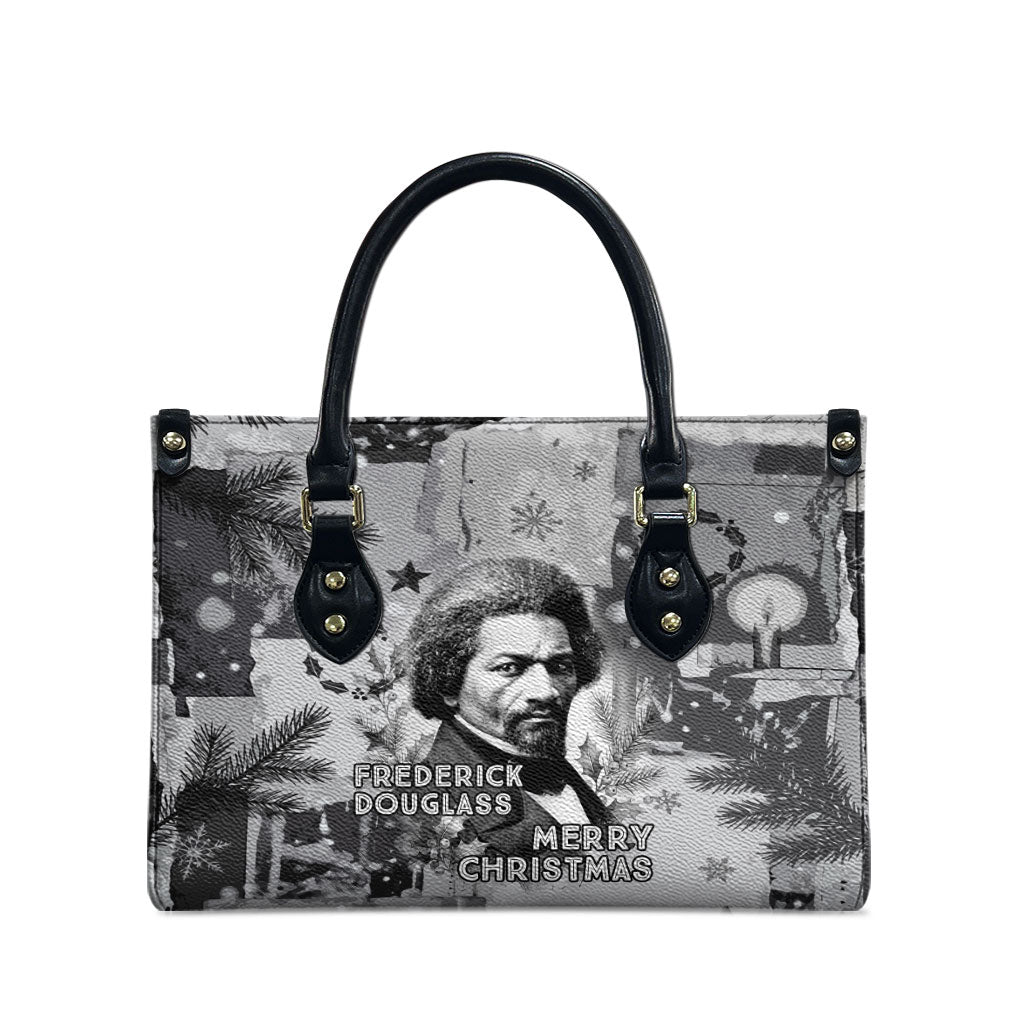 Frederick Douglass Christmas Leather Bag Vintage Portrait Vintage Newspaper Collage Liberty Bell
