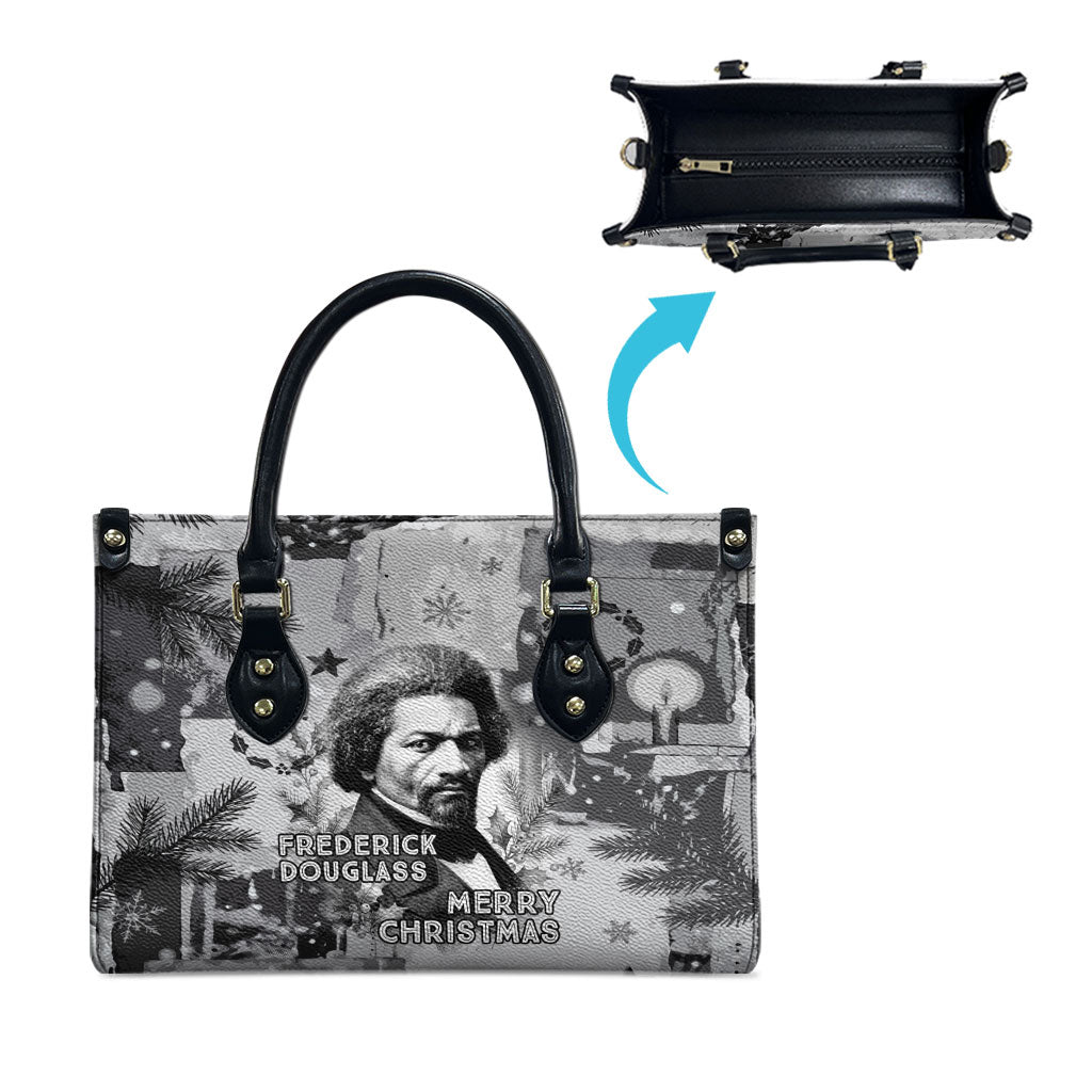 Frederick Douglass Christmas Leather Bag Vintage Portrait Vintage Newspaper Collage Liberty Bell