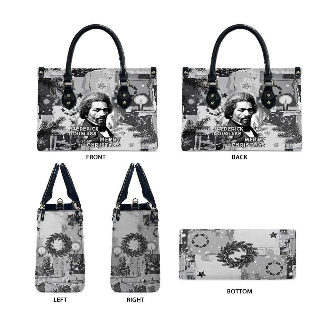 Frederick Douglass Christmas Leather Bag Vintage Portrait Vintage Newspaper Collage Liberty Bell